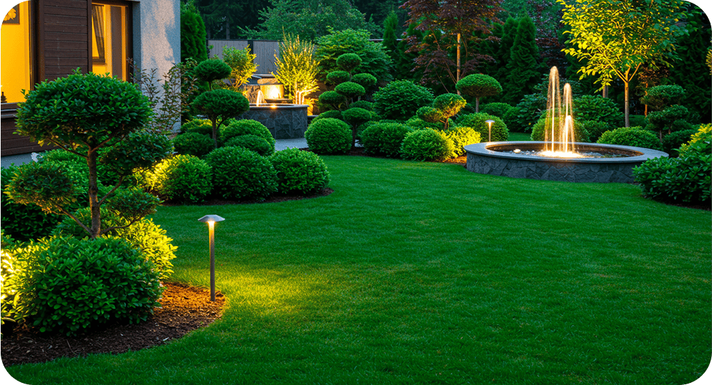 beautiful landscaped garden by Alex Landscaping Inc